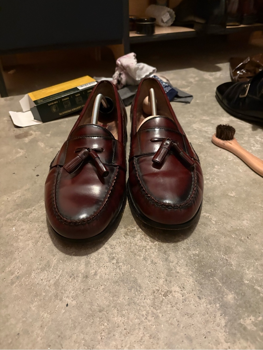 Bass Men's Tassel Penny Loafers in Burgundy